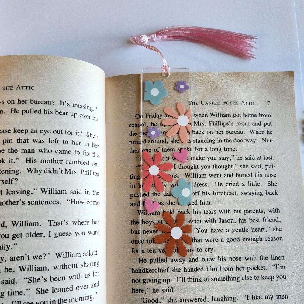 Muted Retro Floral Acrylic Bookmark Flower Power Page Marker Reader Accessory